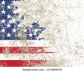 Vector old USA flag.Vintage American flag.