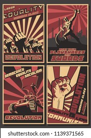 Vector Old USSR Revolution Propaganda Posters Stylization