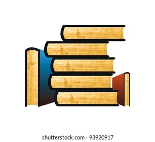 Vector old vintage books isolated over white background