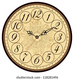 Vector old vintage clock face