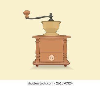 Vector old vintage coffee grinder
