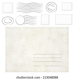vector of old vintage envelope, stamps and postmarks