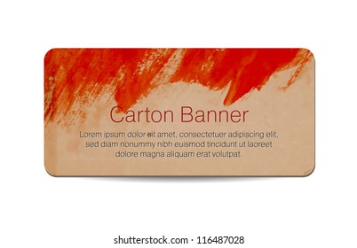 Vector old vintage paper / cardboard banner with hand painted red brush strokes decoration