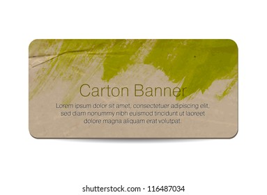 Vector old vintage paper / cardboard banner with hand painted green brush strokes decoration