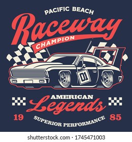 vector of old vintage racing car shirt design