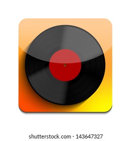 Vector Old vinyl record icon on white background. Eps10
