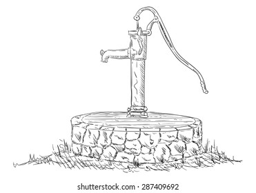 Vector - Old Water Pump - Isolated On Background