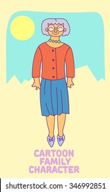 Vector Old Woman Cartoon Character