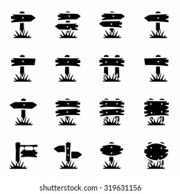 Vector Old wood sign icon set on white background