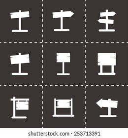 Vector old wood sing icon set on black background
