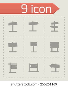 Vector old wood sing icon set on grey background