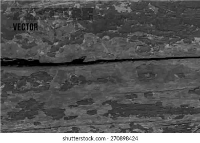 Vector old wooden fence with peeling paint. Background of old painted wood fragment