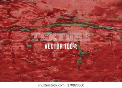 Vector old wooden fence with peeling paint. Background of old painted wood fragment