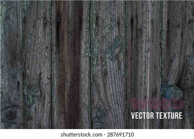 Vector old wooden fence with peeling paint. Background of old painted wood fragment