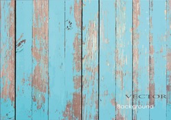 Vector Old Wooden Painted Background In Turquoise Color.