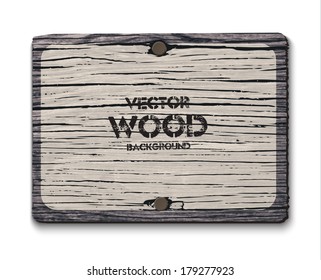 Vector old wooden rectangular sign with two nails