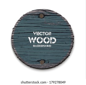 Vector old wooden round sign with two nails and old paint