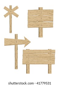 vector old wooden signs set