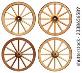 Vector Old Wooden Wheels Set isolated on white background