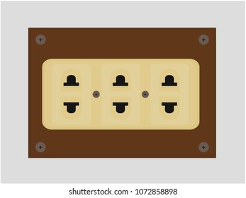 Vector old yellow electrical outlet texture background