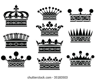 vector old-fashioned crown sets