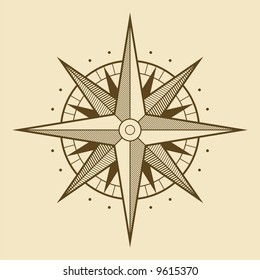 Vector Oldstyle Wind Rose Compass