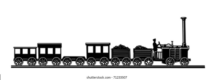 vector old-time train on white background