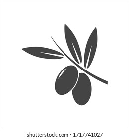 Vector olive branch icon on white isolated background.