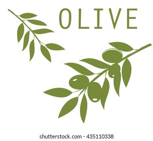 vector olive branches green silhouettes