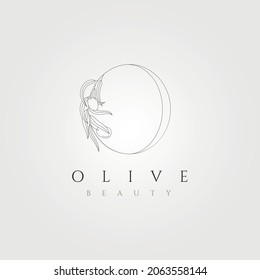 vector carta de oliva arte de línea diseño de símbolo de logotipo mínimo