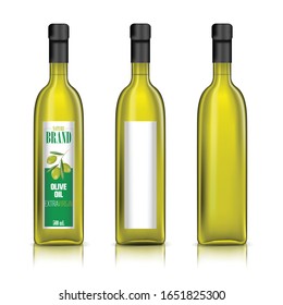 Vector olive oil bottle on white background