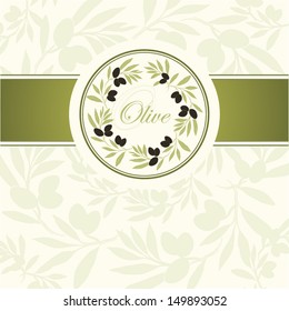 Vector olive oil. Decorative olive branch. For label, pack. Olive pattern.Circle