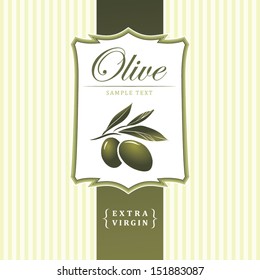 Vector olive oil. Decorative olive branch. For label, pack. Olive pattern.