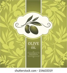 Vector olive oil. Decorative olive branch. For label, pack. Olive pattern.