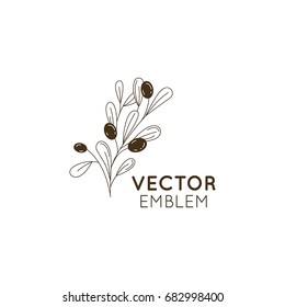 Vector olive oil icon and logo design element in trendy linear style - mono line illustration and concept for packaging of extra virgin olive oil and fresh farm product