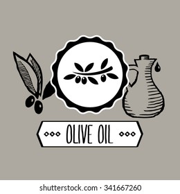 Vector olive oil icon pictograph on sketchy background