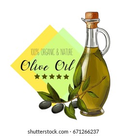 Vector olive oil label. Elegant design for olive oil packaging.
