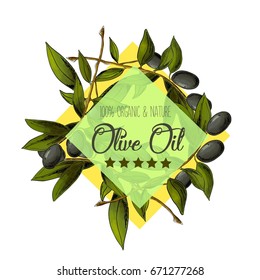 Vector olive oil label. Elegant design for olive oil packaging.