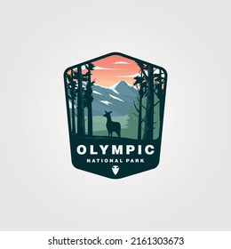 vector of olympic national park logo patch symbol illustration design, american national park emblem design