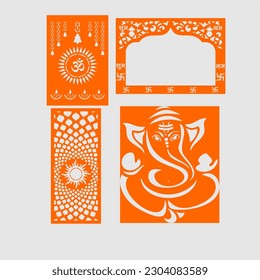 vector om jaali with a square for mandir decoration for cnc cutting
swastika, Ganesh, deep with welcome Kaman frame.