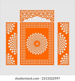 vector om jaali with a square for mandir decoration for cnc cutting welcome Kaman frame. OM- mantra in Hinduisam
