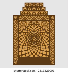 vector om jaali con un cuadrado para decoración mandir para corte cnc bienvenida marco Kaman. OM-mantra en el Hinduisam
