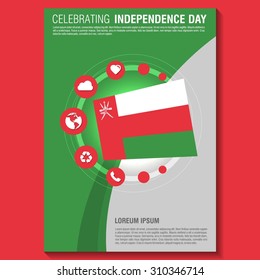 Vector Oman Independence Day Flyer template. Creative Brochure Title Page. National Day Leaflet design element. vector illustration