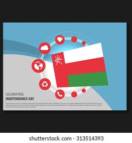 Vector Oman Independence Day Flyer template. Creative Brochure Title Page. National Day Leaflet design element. vector illustration