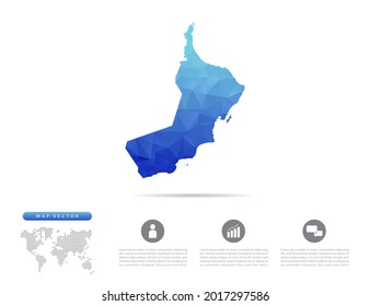 Vector Oman map blue polygon triangle mosaic for presentation. Creative concept for infographic.