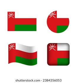 Vector Oman National Flag Icons Set