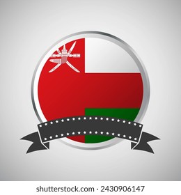 Vector Oman Round Flag Banner Vector Illustration