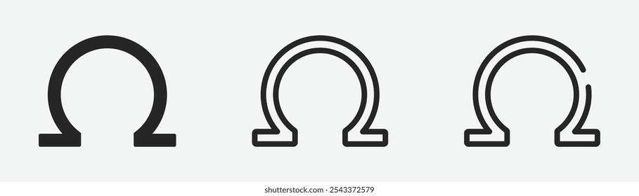 Vector omega graphic icons set. Omega vector signs. Omega icon