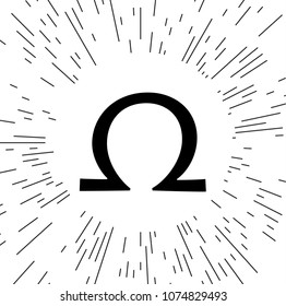 Vector omega sign against the background of the rays
