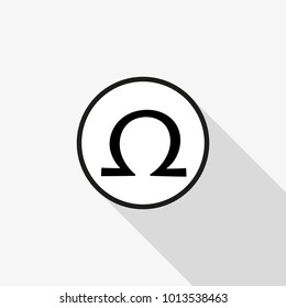 Vector omega sign with a long shadow
